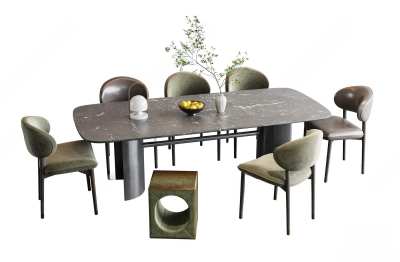 现代餐桌椅组合3D模型下载